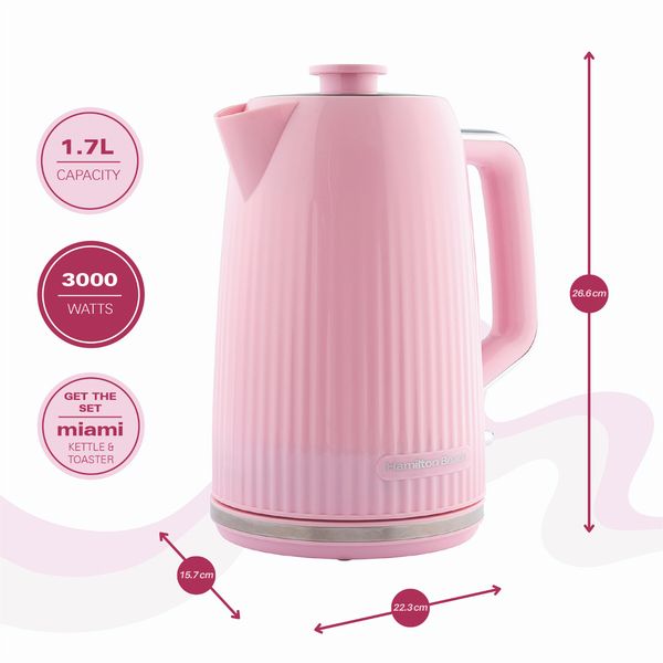 Hamilton Beach Miami Kettle, Toaster and Miami Microwave Set - Pink